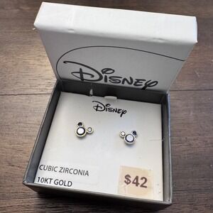 Disney 10K Gold Cubic Zirconia Mickey Mouse September Birthstone Stud Earrings